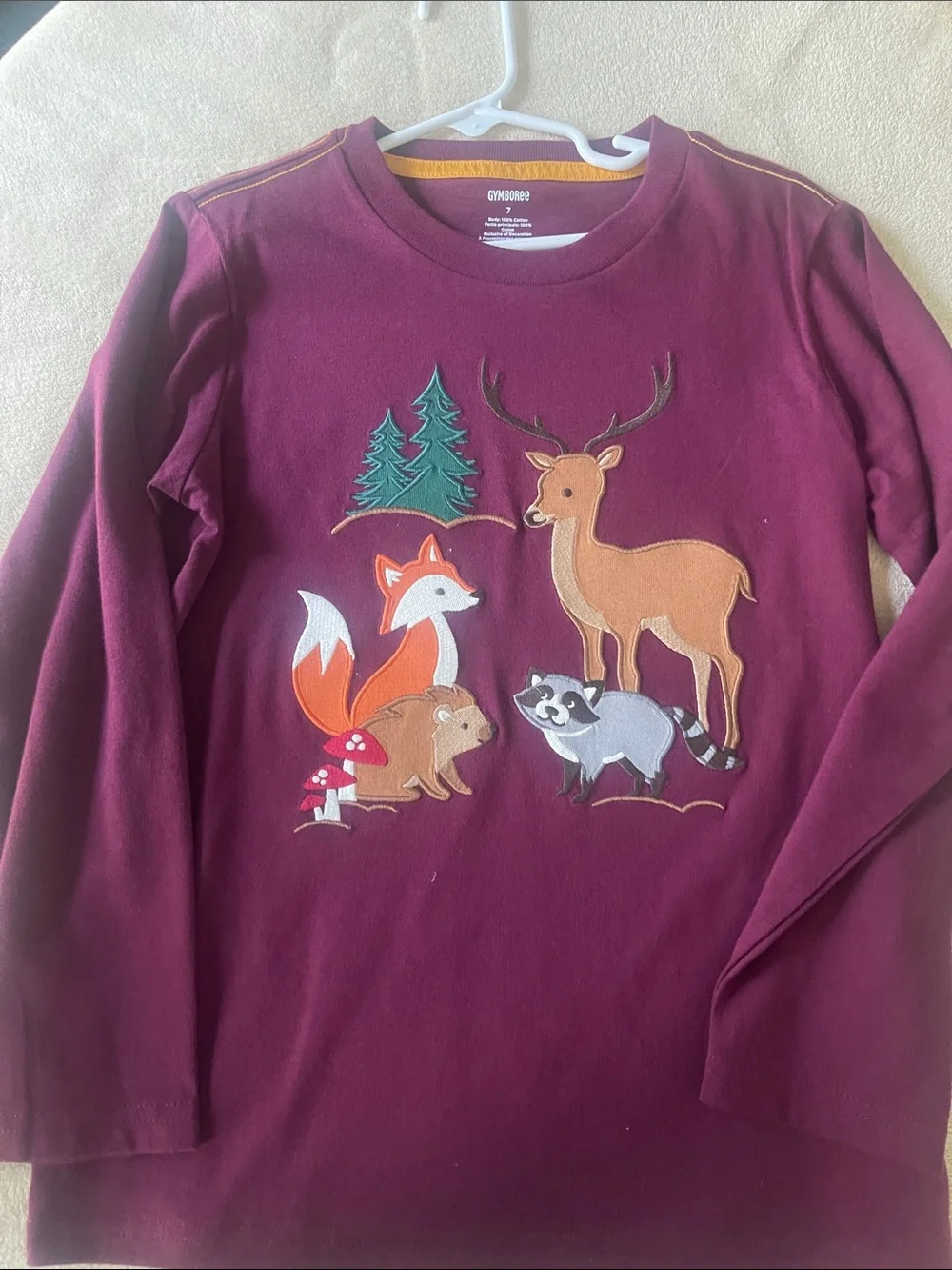 Gymboree Burgundy Long-Sleeve Woodland Animal Tee